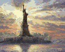Plaid Thomas Kinkade Dedicated to Liberty (Statue of Liberty)(20''x16'') Paint By Number Kit #26749 Plaid Thomas Kinkade Dedicated to Liberty (Statue of Liberty)(20''x16'') Paint By Number Kit #26749