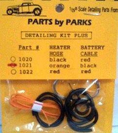 Parts-By-Parks Radiator and Orange Heater Hoses, Black Battery Cable w/Tinned Copper Wire Engine Detail #1021