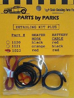 Parts-By-Parks Radiator Hose, Red Heater Hose, Red Battery Cable w/Tinned Copper Wire Engine Detail #1022
