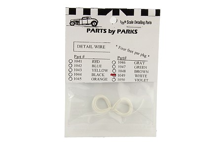 Parts-By-Parks White 4 ft. Detail Plug Wire Plastic Model Vehicle Acc Kit 1/25 Scale #1049