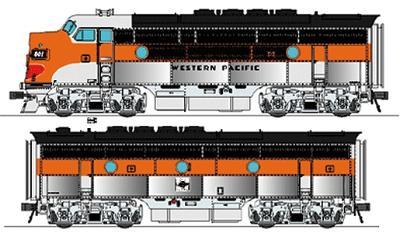 Precision-Craft Diesel EMD F3 Phase 2a Powered A-B & Dummy B Set w/LokSound Western Pacific #801A/801B/801C (California Zephyr) - HO-Scale