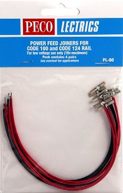 Peco Code 100 Power Feed Rail Joiners (4 pairs) HO Scale Model Train Track Accessory #pl80