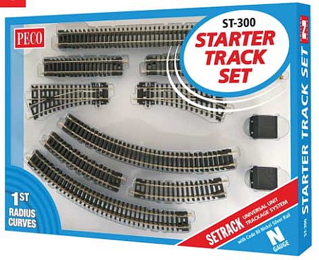 Peco Code 80 Starter Track Set - Setrack Oval with 9  22.8cm Radius Curves, Planbook - N-Scale