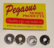 Pegasus Chrome 23'' Disc Brakes w/Molded Caliper (4) Plastic Model Accessory 1/24 Scale #1095