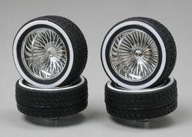 Pegasus Chrome Deep DZ's w/Whitewall (4) Plastic Model Tire Wheel 1/24 Scale #1113 Pegasus Chrome Deep DZ's w/Whitewall (4) Plastic Model Tire Wheel 1/24 Scale #1113