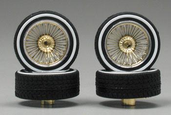 Pegasus Triple Gold DZs w/Whitewall (4) Plastic Model Tire Wheel 1/24 Scale #1117