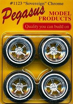 Pegasus Sovereigns Chrome Rims/Tires (4) Plastic Model Tire Wheel 1/24 Scale #1123