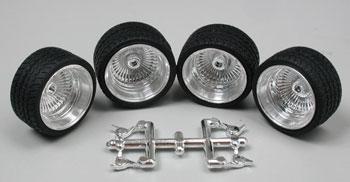 1:25 model parts 4 SUPER WIDE  G/YEAR RACING TIRES WITH WIDE  CHROME WHEELS  