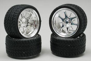 Pegasus Daggars Chrome Rim/Tires (4) Plastic Model Tire Wheel 1/24 Scale #1226