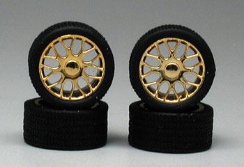 Pegasus Beemers Gold Rims w/Tires (4) Plastic Model Tire Wheel 1/24 Scale #1236
