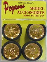 Diablos Gold Rims w/Tires (4) Plastic Model Tire Wheel 1/24 Scale #1248
