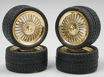 Pegasus Gold Apollos Rims w/Tires (4) Plastic Model Tire Wheel 1/24 Scale #1272