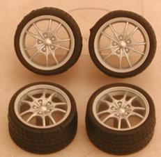 Pegasus Silver M5s Rims w/Tires (4) Plastic Model Tire Wheel 1/24 Scale #1282