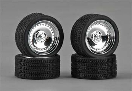 Pegasus 19 CLs w/Tires Chrome (4) Plastic Model Tire Wheel 1/24 Scale #1285