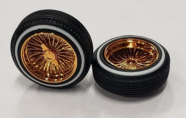 Pegasus Dzs Gold Shallow Rims w/Whitewall Tires (4) Plastic Model Tire Wheel Kit 1/24 - 1/25 #1314