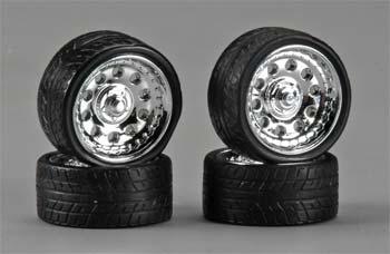 Pegasus Magnums 23 Chrome Rims w/Tires (4) Plastic Model Tire Wheel 1/24 Scale #2312