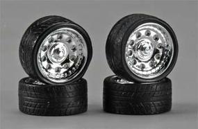 Magnums 23 Chrome Rims w/Tires (4) Plastic Model Tire Wheel 1/24 Scale #2312