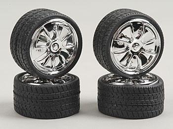 Pegasus 23 Got Money Chrome Spinner Wheels w/Tires (4) Plastic Model Tire Wheel 1/24 Scale #2361