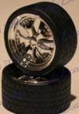 Pegasus Albas Chrome Spinning Centers Rims w/Tires (4) Plastic Model Tire Wheel 1/24 Scale #2367