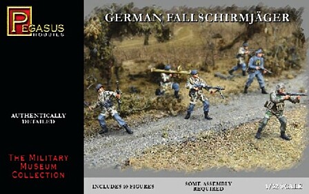 Pegasus German Fallschirmjager (10) Plastic Model Military Figure 1/32 Scale #3204