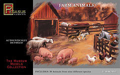 Pegasus Farm Animals (30) Plastic Model Diorama 1/48 Scale #7006