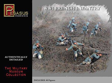 Pegasus WWI French Infantry (40) Plastic Model Military Figure 1/72 Scale #7199