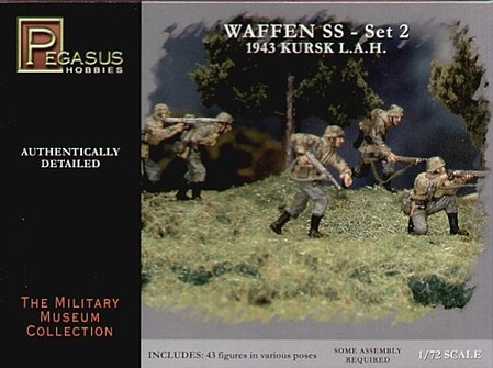 Pegasus German Waffen SS Set 2 (43) Plastic Model Military Figure 1/72 Scale #7202