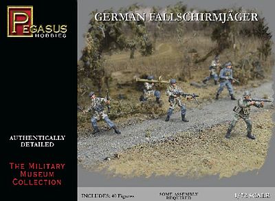Pegasus German Fallschirmjager (40) Plastic Model Military Figure 1/72 Scale #7224