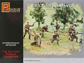 Pegasus WWII Russian Infantry Summer Dress (40) Plastic Model Military Figure 1/72 Scale #7268