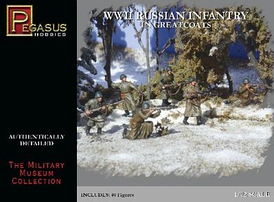 Pegasus Russian Infantry Greatcoats WWII (40) Plastic Model Military Figure 1/72 Scale #7271