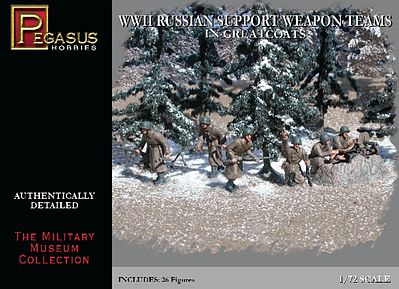 Pegasus Russian Support Team Greatcoats WWII (26) Plastic Model Military Figure 1/72 Scale #7274
