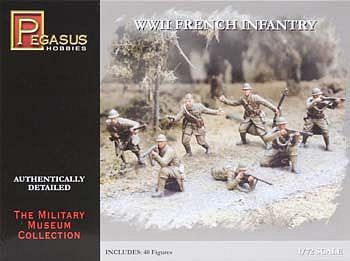 Pegasus WWII French Infantry (40) Plastic Model Military Figure 1/72 Scale #7306