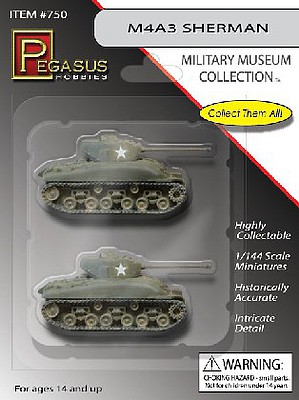 Pegasus M4A3 Sherman Tanks (2) Pre Built Plastic Model Tank 1/144 Scale #750