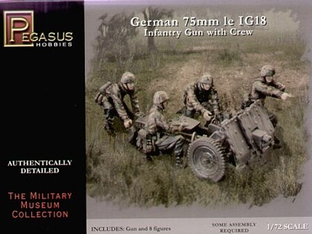 Pegasus German IG-18 Gun & Crew (8) Plastic Model Military Figure 1/72 Scale #7510