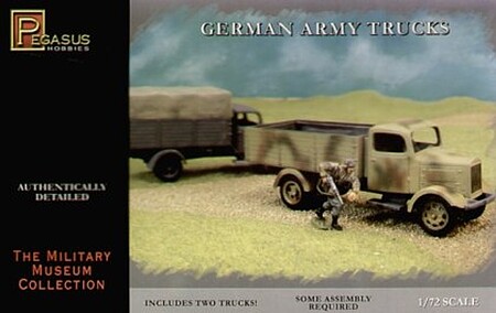 Pegasus German Army Trucks (2) Plastic Model Military Vehicle Kit 1/72 Scale #7610