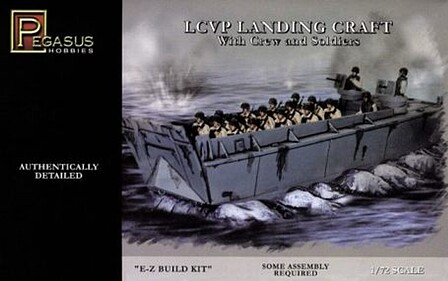 Pegasus LCVP Landing Craft w/Soldiers Plastic Model Military Ship Kit 1/72 Scale #7650