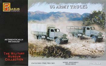 Pegasus US Army Trucks (2) Plastic Model Military Vehicle Kit 1/72 Scale #7651