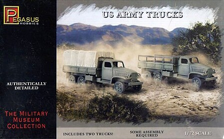 Pegasus US Army Trucks (2) Plastic Model Military Vehicle Kit 1/72 Scale #7651