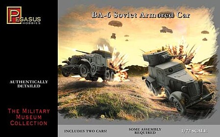 Pegasus BA-6 Armored Cars (2) Plastic Model Military Vehicle Kit 1/72 Scale #7672