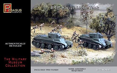 Pegasus BT-7 Light Tanks (2) Plastic Model Military Vehicle Kit 1/72 Scale #7673