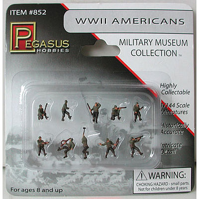 Pegasus American Infantry WWII (10) (Painted) Plastic Model Military Figure 1/144 Scale #852