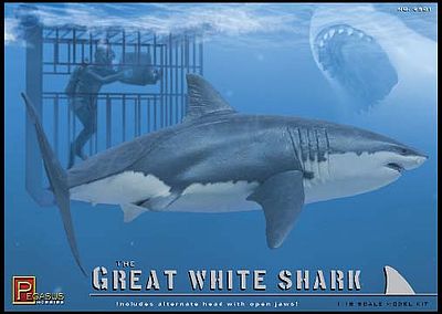 Pegasus The Great White Shark Plastic Model Animal Figure Kit 1/18 Scale #9501