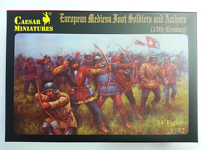 Pegasus 15th Century European Soldiers & Archers (34 Plastic Model Military Figure 1/72 Scale #c088