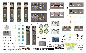 Paragraphix Flying Sub Interior Decal Set Science Fiction Plastic Model Accessory 1/32 Scale #115