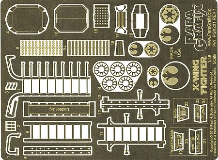 Paragraphix X-Wing Fighter Photo-Etch Set Science Fiction Plastic Model Accessory 1/48 Scale #201