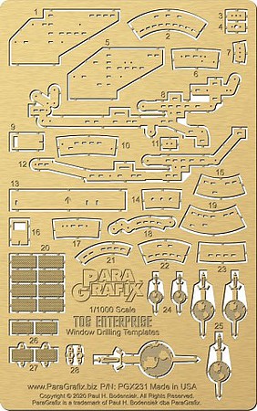 Paragraphix USS Enterprise Window Drilling Template Science Fiction Plastic Model Accessory 1/1000 #231