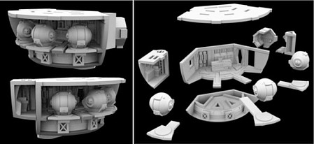 2001 A Space Odyssey Discovery XD-1 EVA Pod Bay for Moebius 1/350 Scale Kit