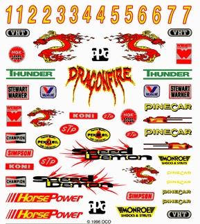 PineCar Derby Racers Dry Transfer Decals Sponsors & Numbers 306 