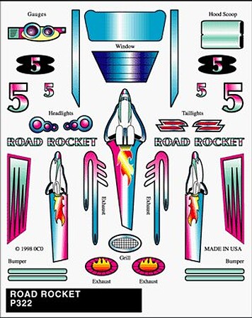 Pinecar Pinewood Derby Dry Transfer Decals Drag Racer