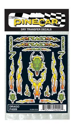 Pine-Car Pinewood Derby Drago Dry Transfer Pinewood Derby Decal and Finishing #p4009